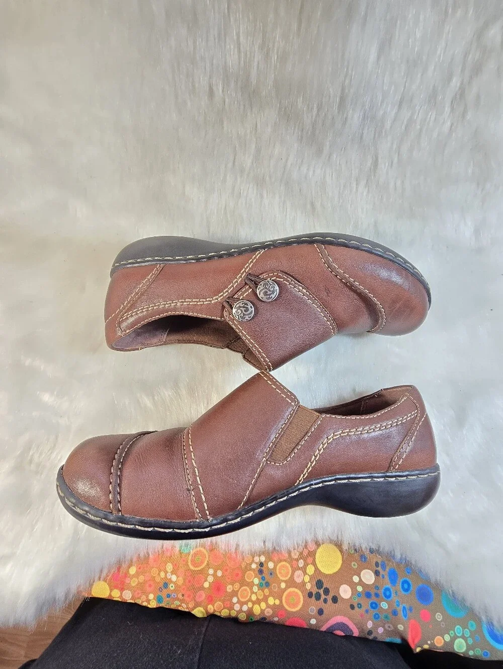 Clark's Ashland Alpine Brown Slip-on Leather Loafers - Women's